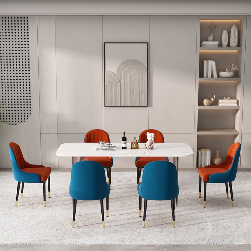 1/2/5/7 Pieces Modern Dining Set with Rectangle Table and Red Chairs Dinette Set