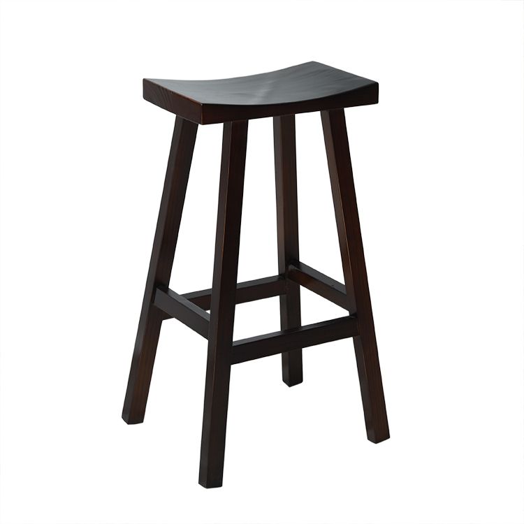 Coffee Shop Wood Counter & Bar Stool Contoured Seat Counter Stool in Brown
