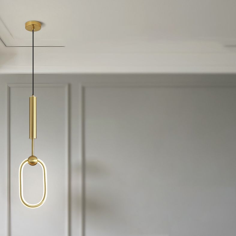 Ring and Oval Shape LED Pendant Light Modern Style Simple Metal Ceiling Pendant Light