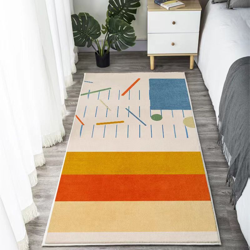 Beige Kids Rug Polyester Color Piece Rug Stain Resistant Rug for Bedroom