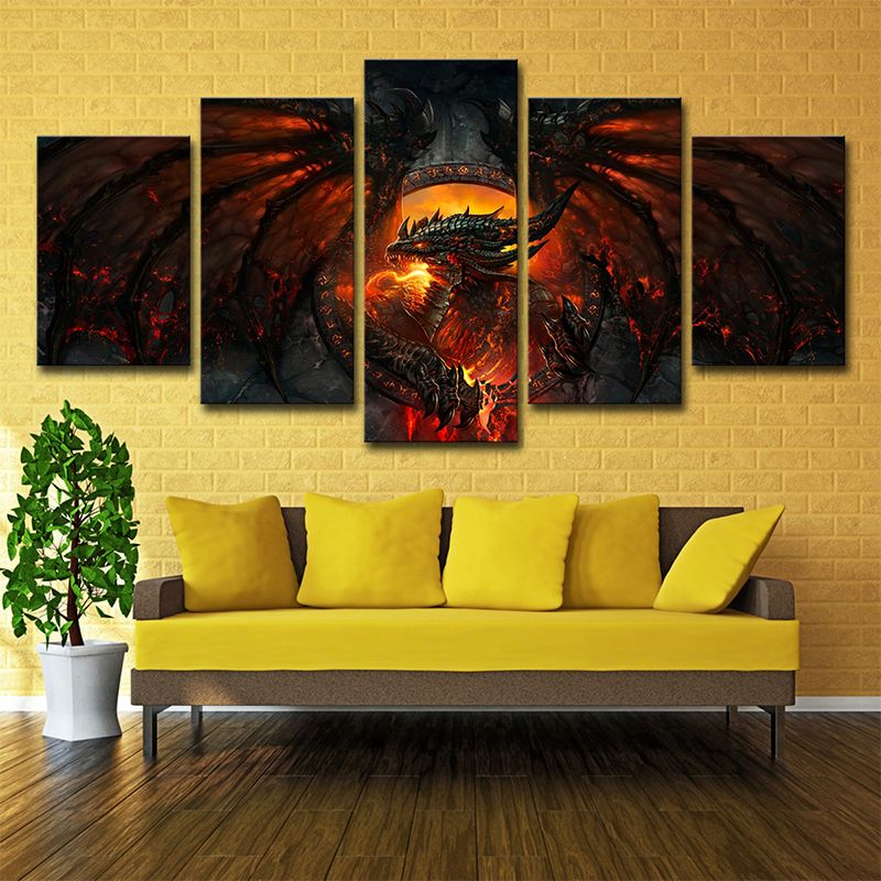 Warcraft World Magma Canvas Print Kids Style Multi-Piece Wall Art for Boys Room