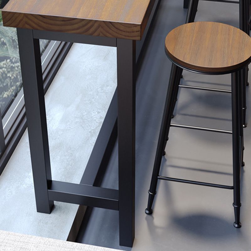 Solid Wood Dining Stools Contemporary Bar Stools with Footrest