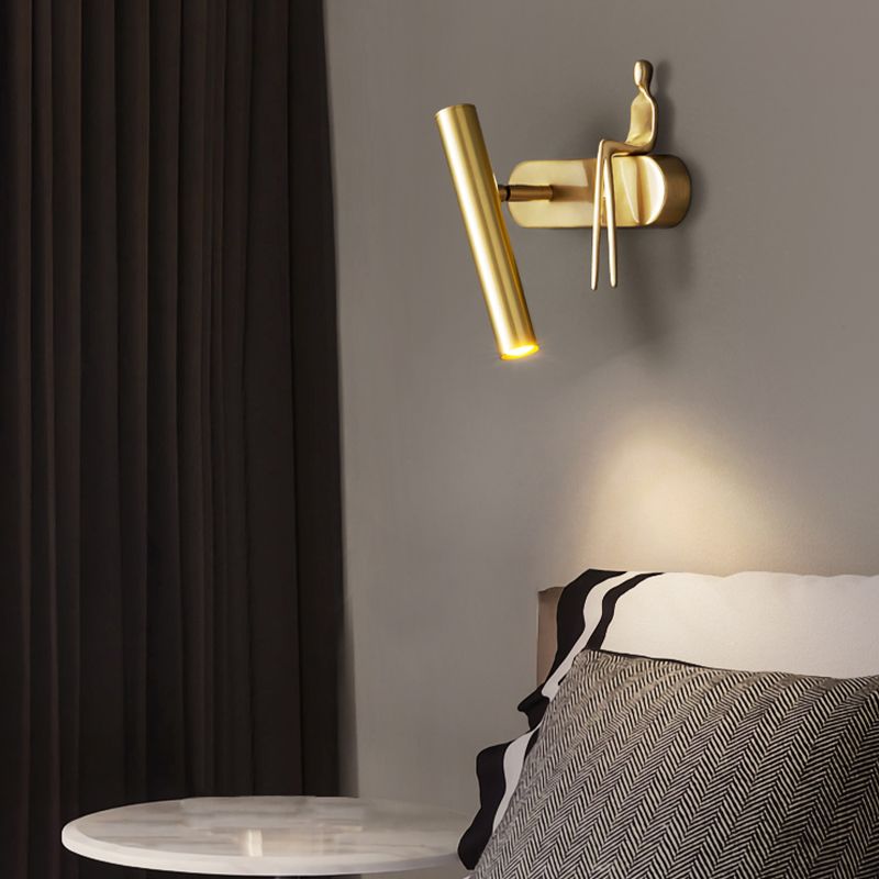 Copper Wall Lamp Modern Style Wall Mount Lamp with Metal Shade for Bedroom