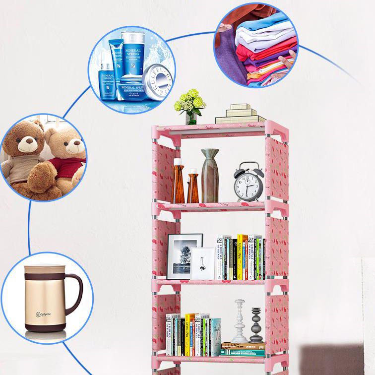 Contemporary Style Plastic Bookshelf Open Bookcase for Living Room