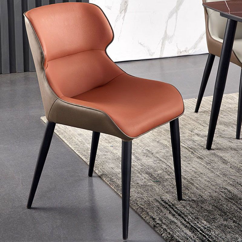 Leather Dining Side Chair Minimalist Style Wingback Parsons Arm Chairs