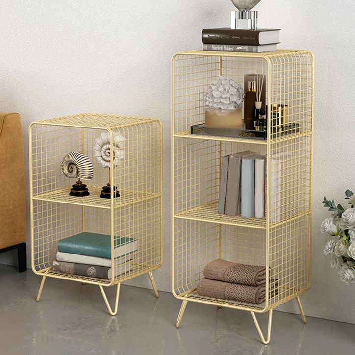 Glam Closed Back Bookcase Metal Standard Bookshelf with Shelves