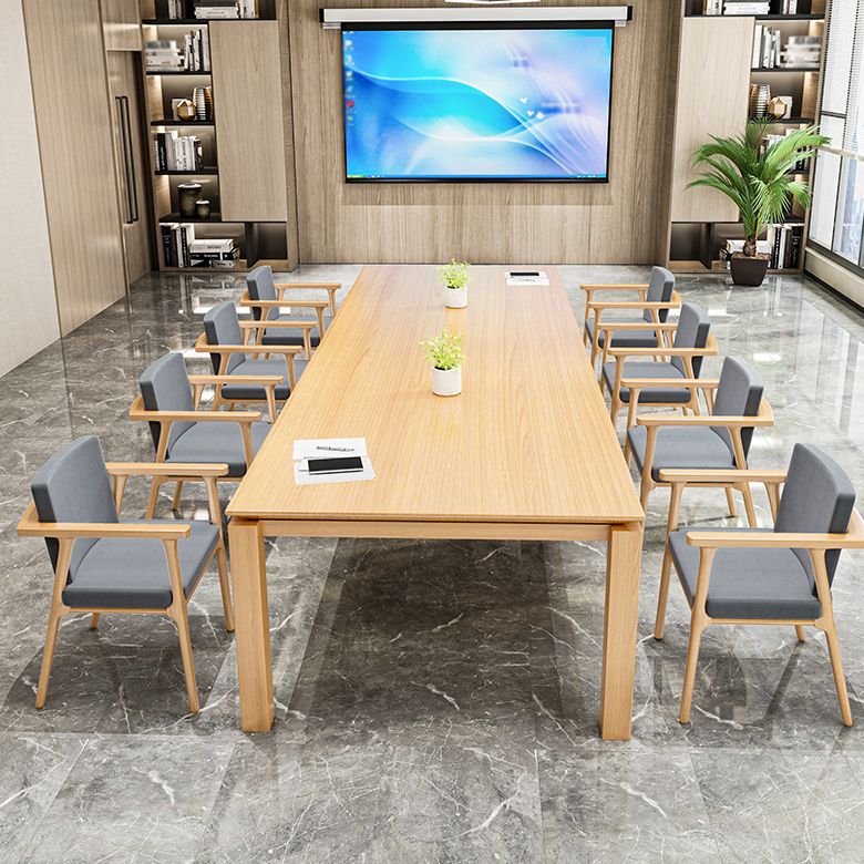 Rectangle Wood Color Dining Table Solid Wood Table Minimalist with 4 Legs