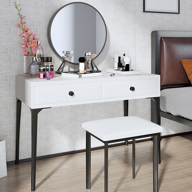 Metal Vanity Set with Stool and Mirror in Black/White Vanity