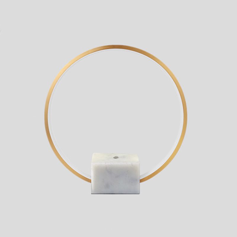 Modern Style Circle Shape Table Lamp Metal 1-Light Night Table Lamp in White