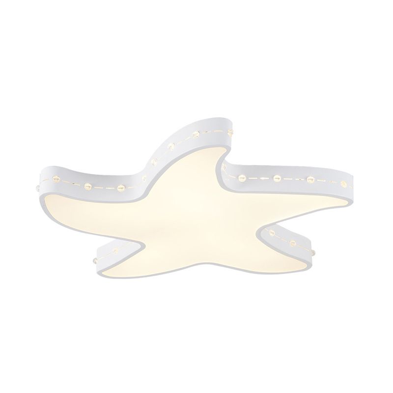 Baby Room Starfish Flush Mount Light Acrylic Modern Stylish LED Ceiling Lamp in White