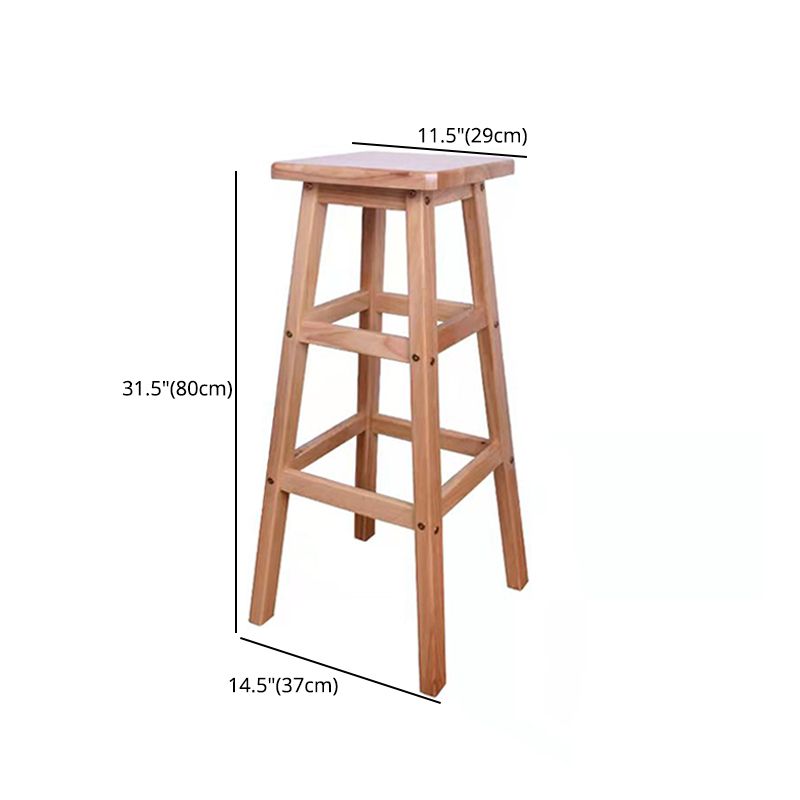 Modern Armless Backless Counter Stool Wood Bar Stool with Footrest