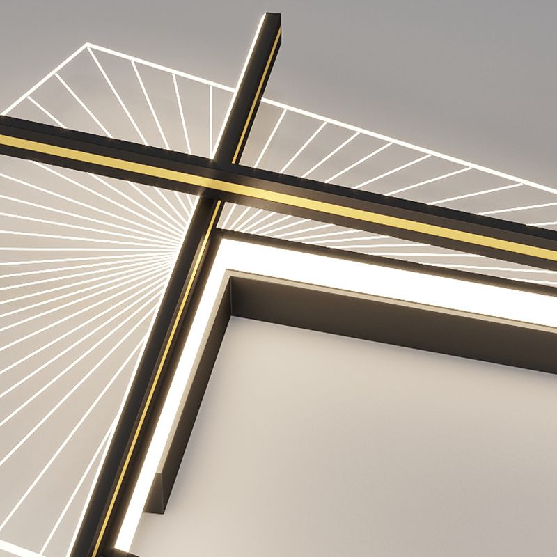 Minimalisme Aluminium LED Ceiling Mounted Light Squared 1-Light Flush Light for Living Room