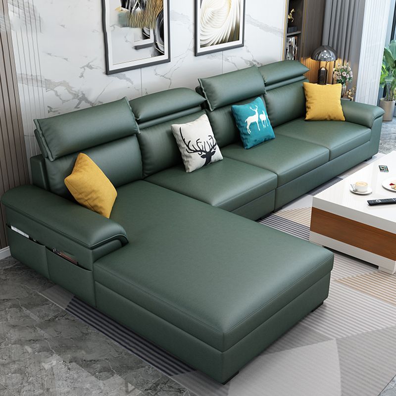 Modern L-Shape Sectional Pillow Back Cushion Sofa and Chaise with Storage