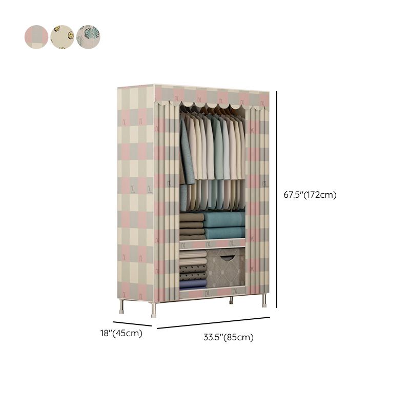 Contemporary Style Wardrobe Metal Bedroom Wardrobe Closet with Clothes Rail