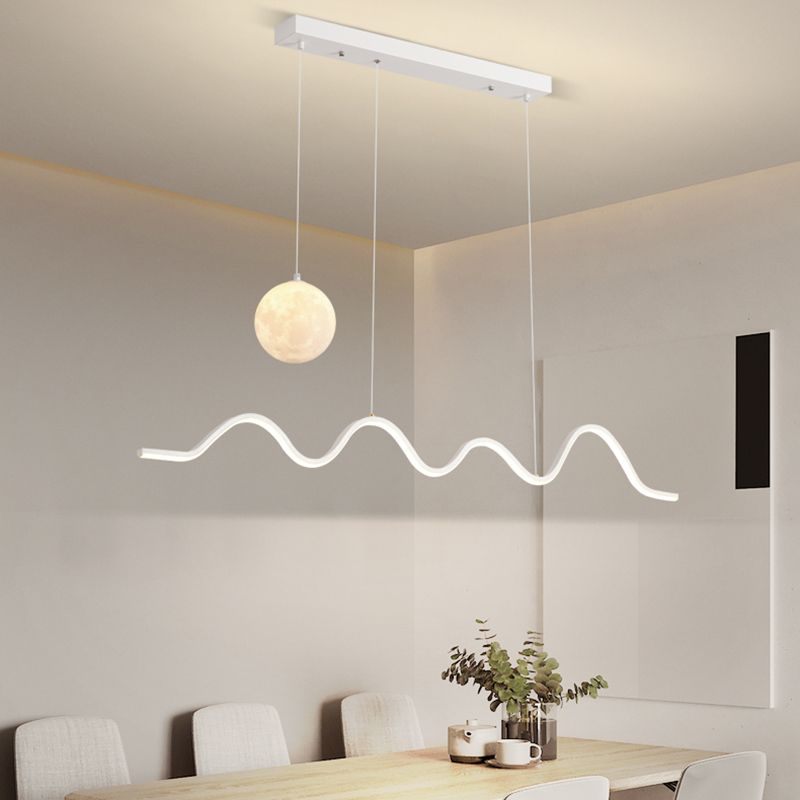 2-Lights Black/Golden/White Island Lighting Modern Statement Ceiling Light for Dining Room