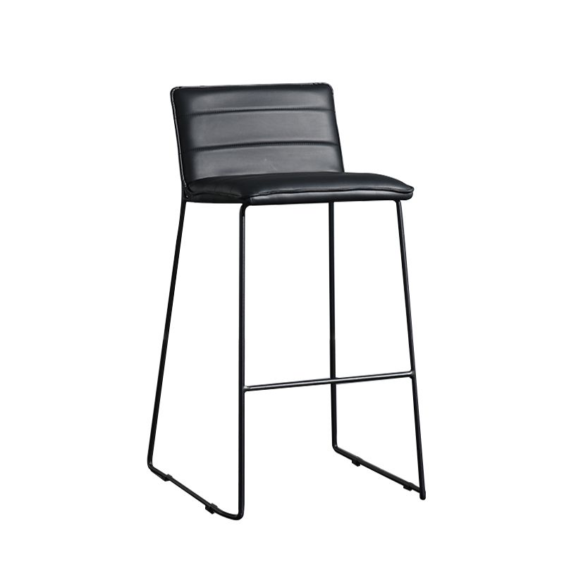 Contemporary Armless Upholstered Low Back Bar Stools with Metal Base