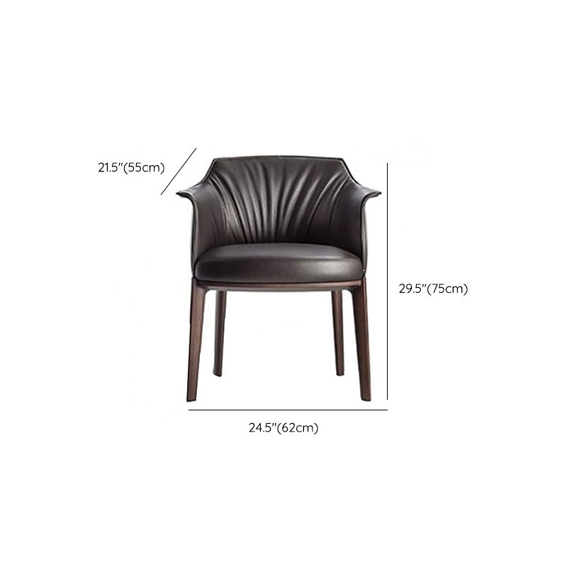 Modern Leather Armrest Fixed Backrest Black Base Upholstered Armed Chair