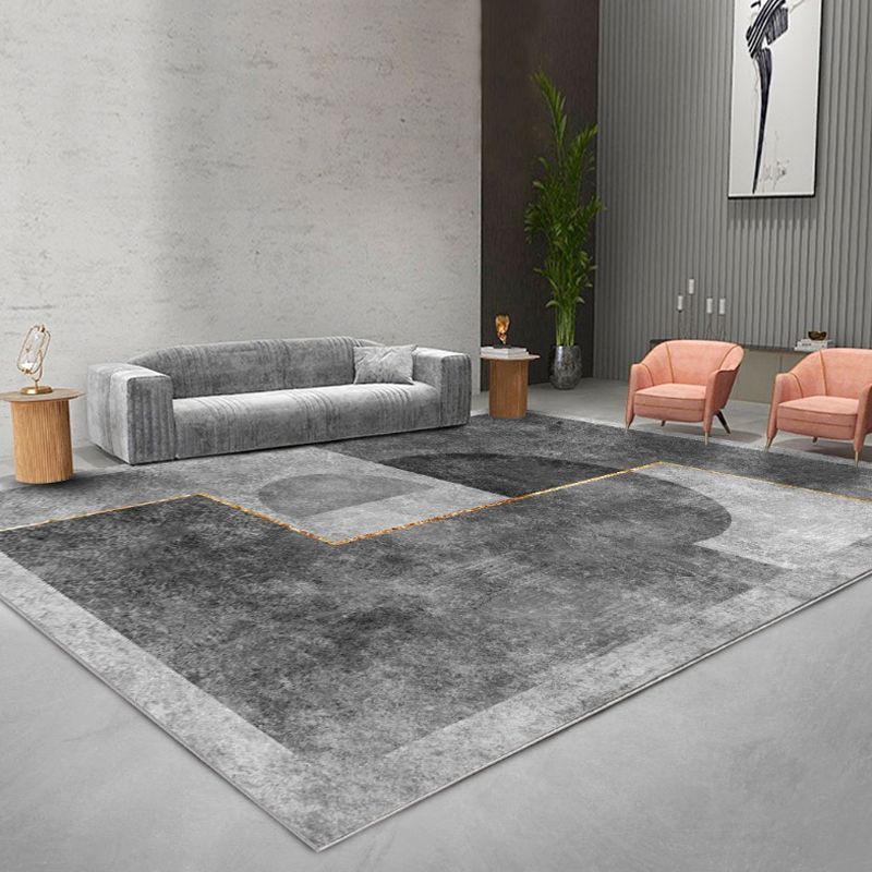 Dark Colored Graphic Design Area Rug Glam Polyester Rug Washable Indoor Carpet for Living Room