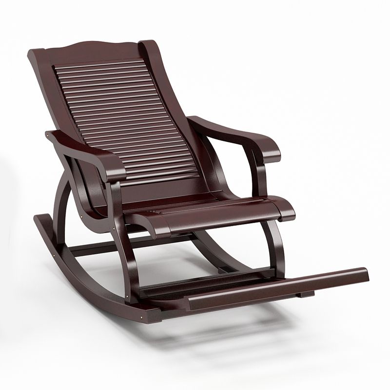 Traditional Rocking Chair Rubber Wood Trapezoidal Back Solid Color Indoor Rocking Chair