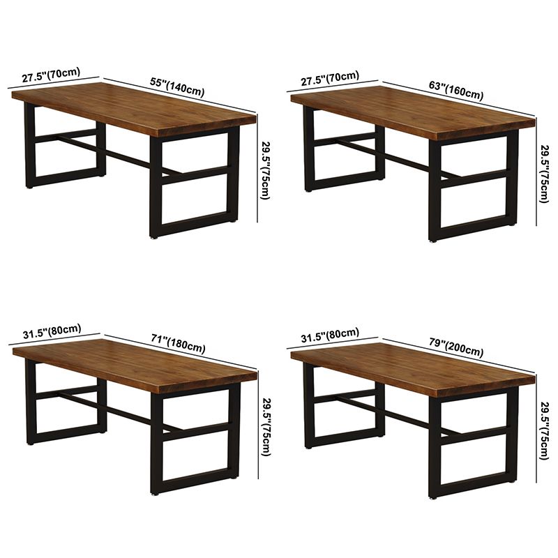 Industrial Dining Table Pine Solid Wood Table with Black Trestle Base for Dining Room