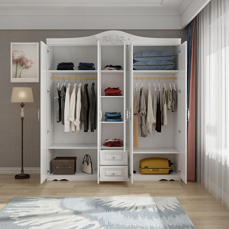 French Country White Storage Cabinet Hinged Door Cabinet with Drawers