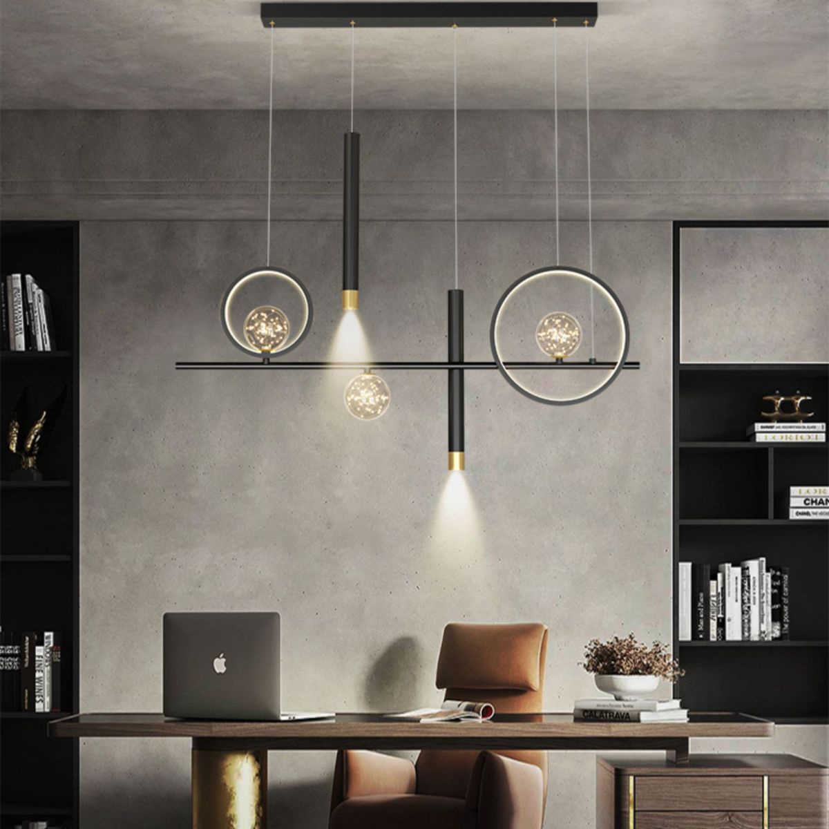 Nuove moderne idee di illuminazione dell'isola a led in metallo Lampada lampadario lineare per sala da pranzo