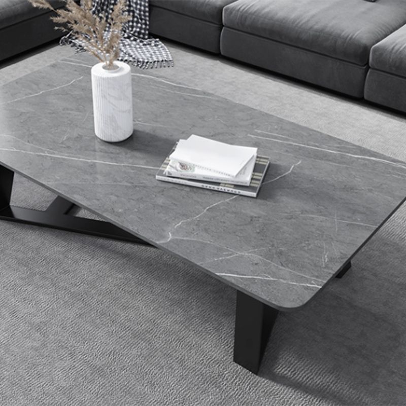 Cross Table Base Design Rectangular Slate Table Glam Style Coffee Table