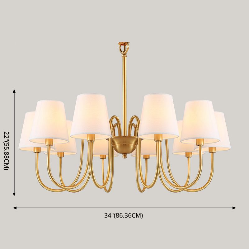 Metal Conical Hanging Pendant Light Traditional Dinning Room Pendant Chandelier in Gold