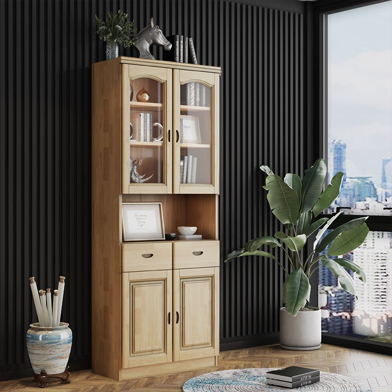 Grooves Handle Storage Cabinet Solid Wood Cabinet with Drawer