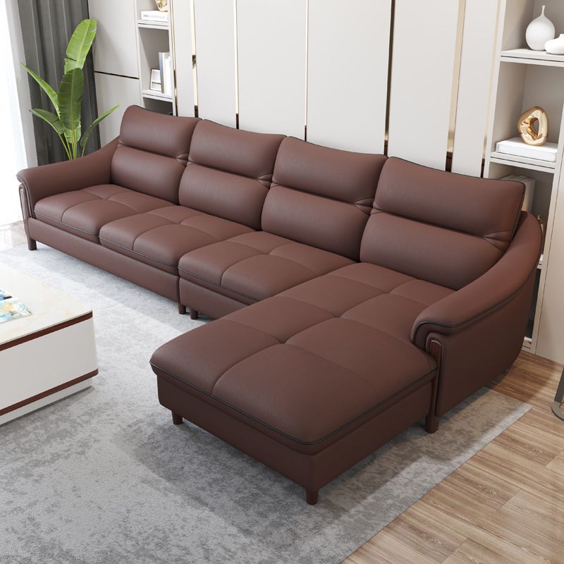 Nordic Style Sofa Bed Leather Material Sloping Armrest Cushioning Back Sofa
