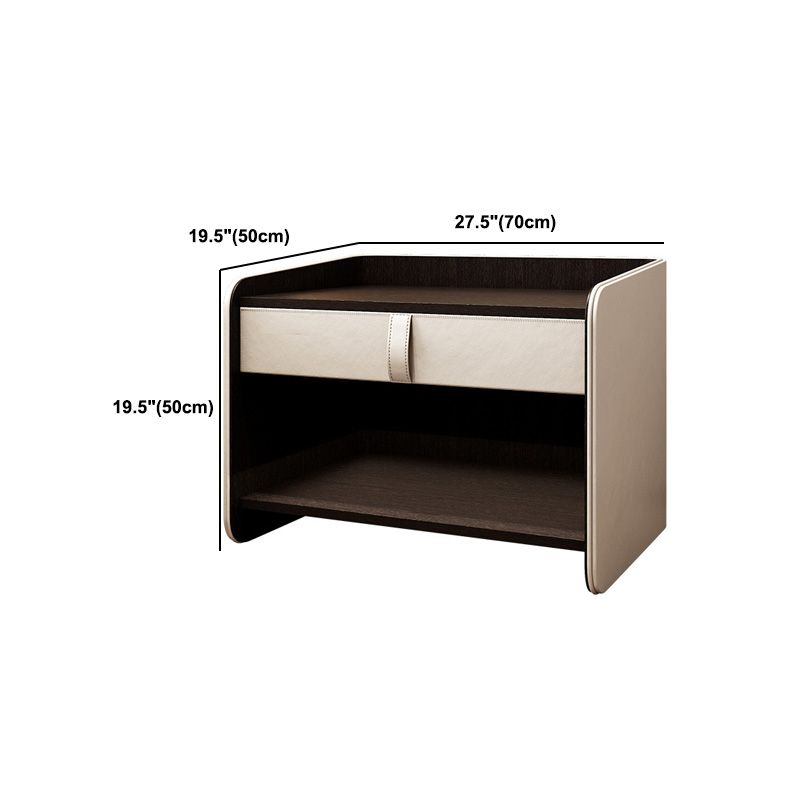 Faux Leather Nightstand 1 - Drawer Nightstand with Wood Accents