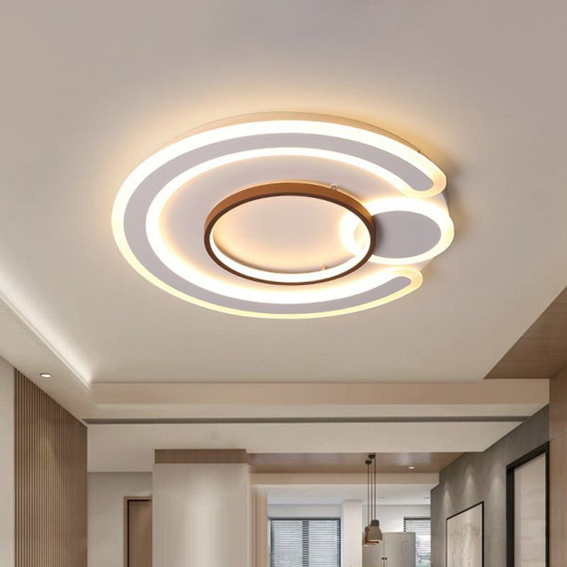 Nordic Geometrical LED Flush Mount Acrylic Living Room Flushmount Ceiling Light in Coffee
