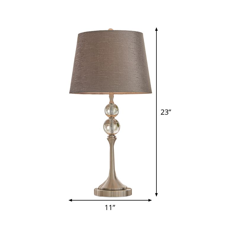 Lámpara de escritorio de cristal cónica, tela contemporánea, 1 cabezal, 11"/13" de ancho, lámpara de mesa de noche gris