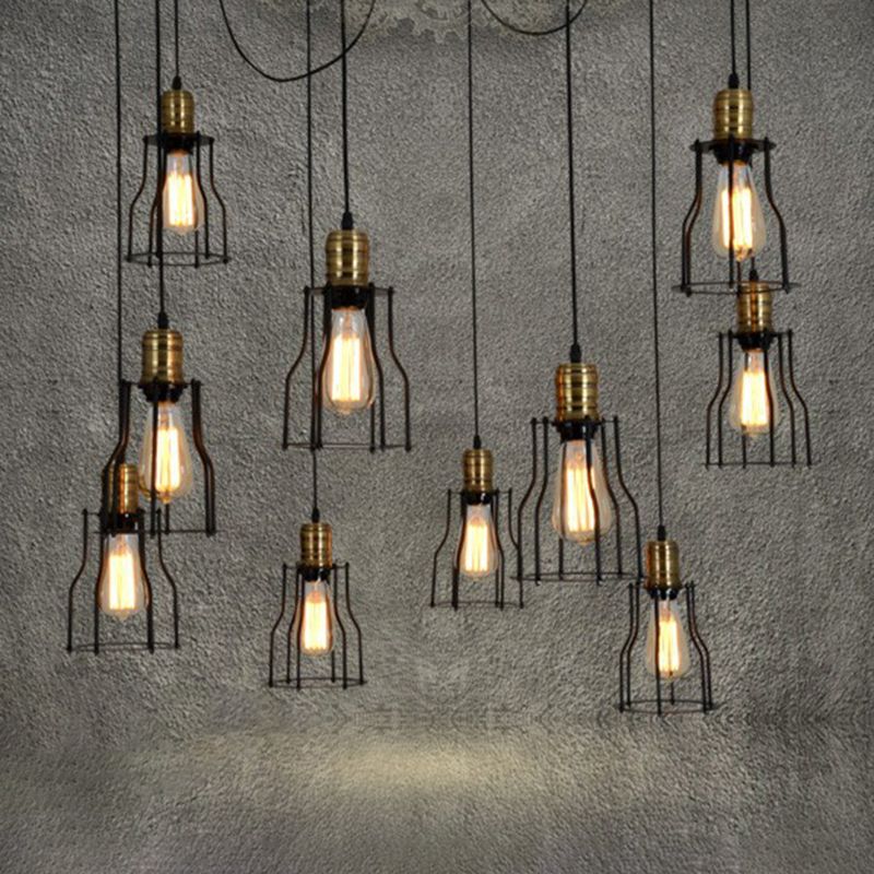 Spider metalen hanglamp armatuur industrieel retro restaurant plafond hang licht in zwart