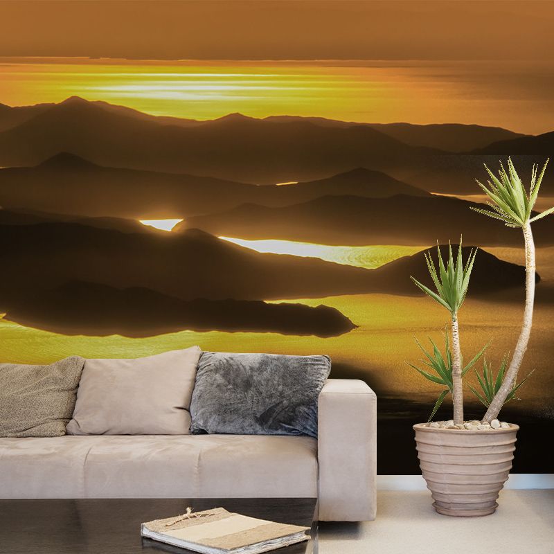 Non-Woven Washable Mural Modern River Mountain in the Evening Glow Wall Covering