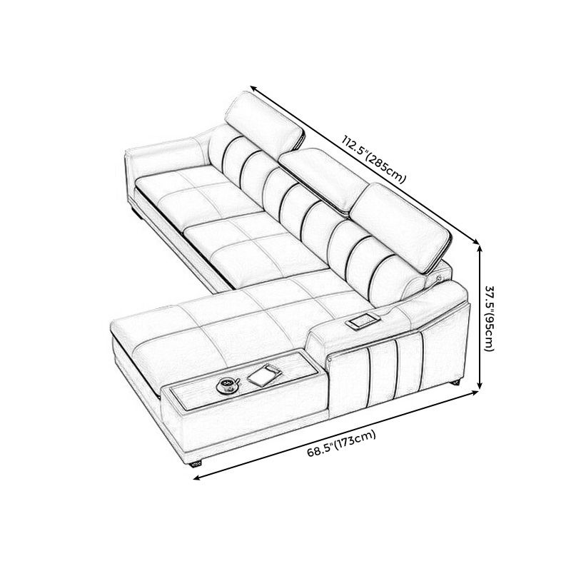 Scandinavian Light-grey High Back Sloped Arm Sectional with Wear-resisting