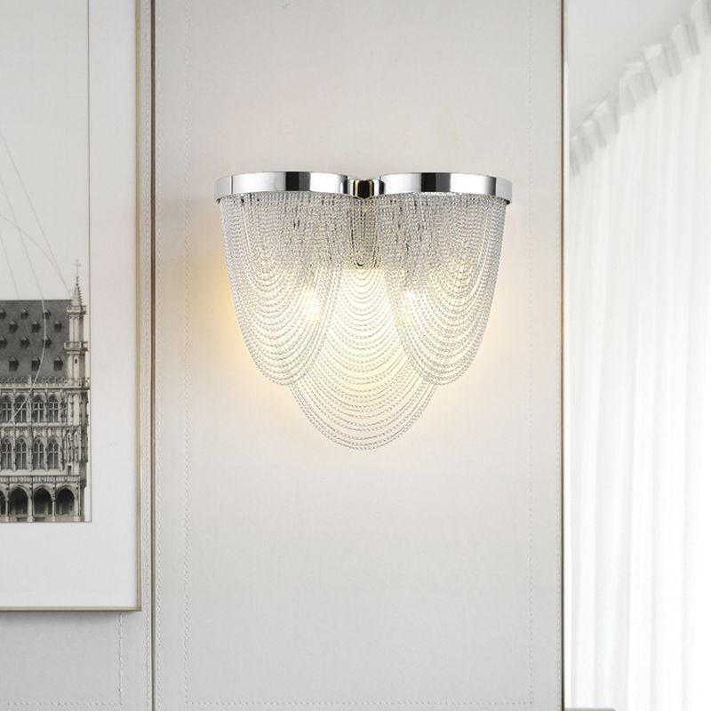 Glands de salon Éclairage d'éclairage en métal 2-LIGHT LED LEMPORT MUR LED en argent