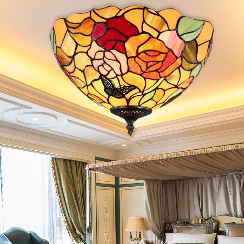 Rose Flush Mount Lighting Lodge - Lámpara de techo empotrada de 2 luces para dormitorio