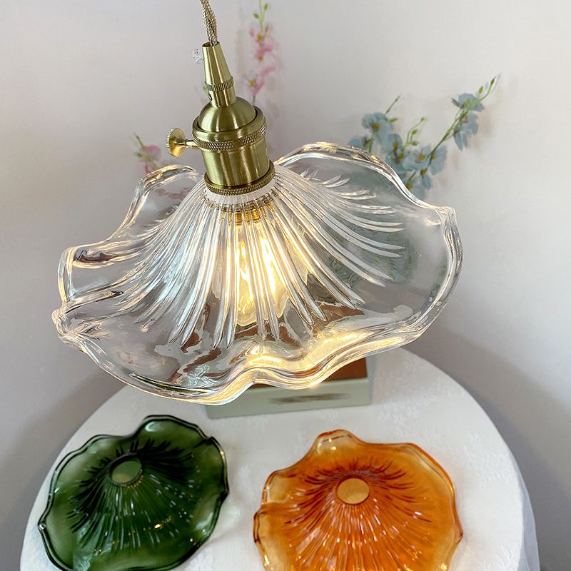 Luce a sospensione industriale a 1 luci di vetro appeso al soffitto per sala da pranzo