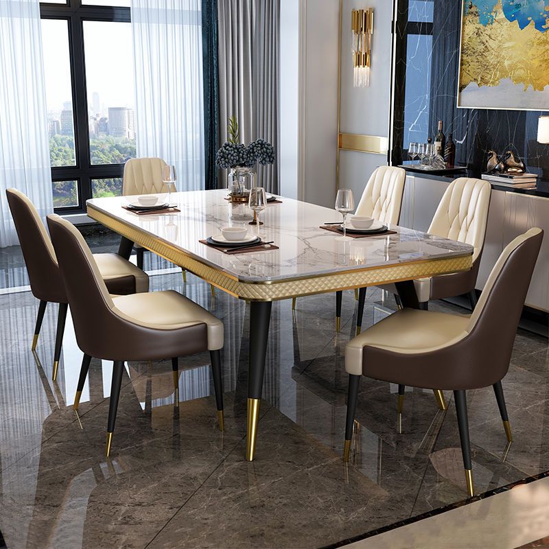 Rectangle Dining Table Traditional Luxury Dining Table with 4 Legs