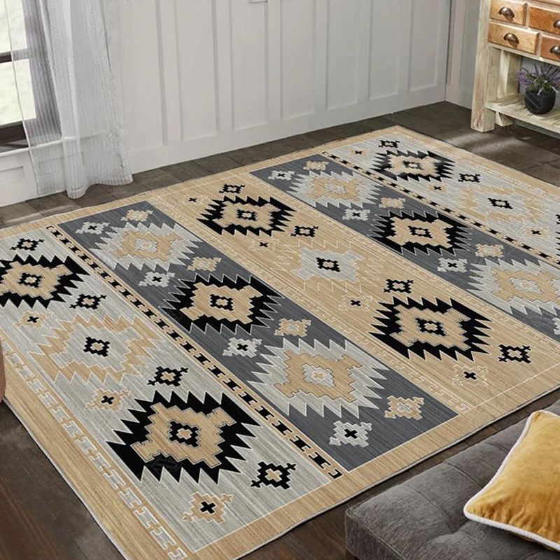 Exotic Geometric Patterned Rug Multicolored Moroccan Rug Polypropylene Stain Resistant Non-Slip Backing Machine Washable Carpet for Room