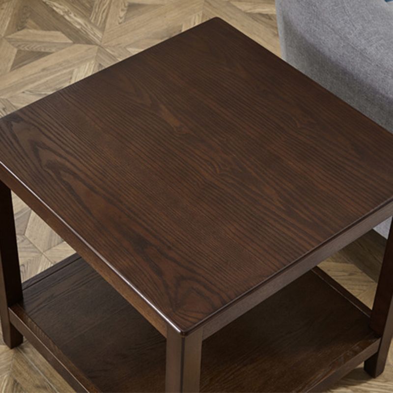 Modern Square / Rectangle Top Side Table Wooden 4 Legs End Table with Shelf