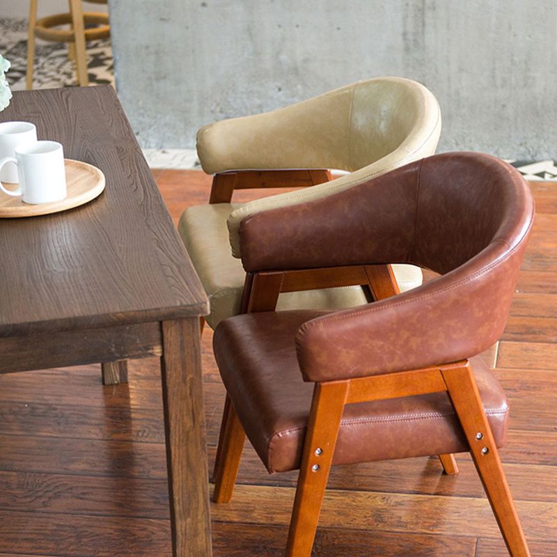 Sillón de comedor moderno tapizado con patas de madera (juego de 2)