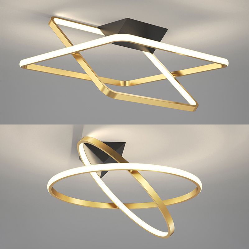 Modern Simple Ceiling Light Geometry LED Ceiling Lamp with Silica Gel Shade for Bedroom