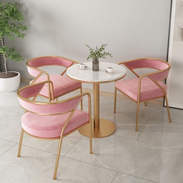 Glam Style Dining Chair Metal Open Back Dining Armchair for Indoor