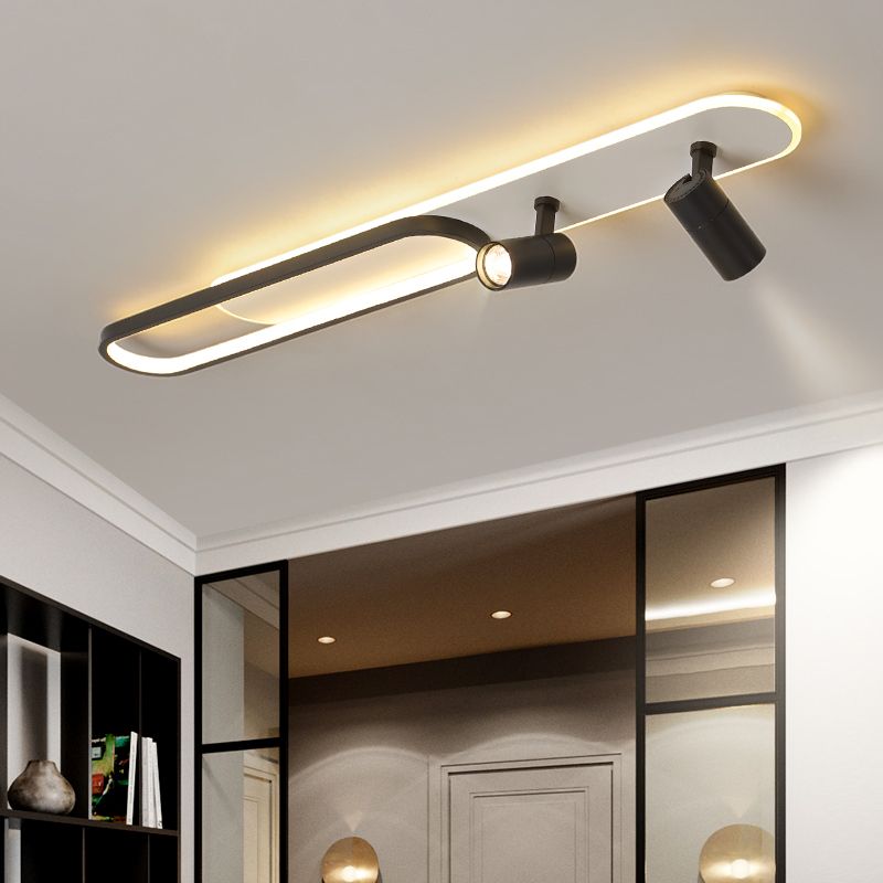 Moderne, lineare, ultradünne Deckenleuchte aus Metall für die Unterputzmontage im Flur