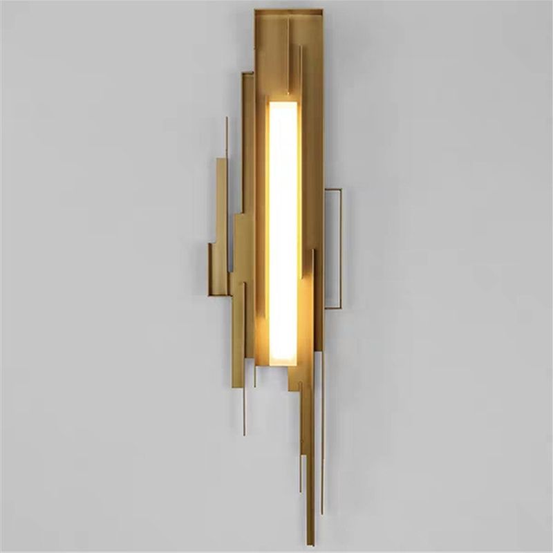 1 Bulb Irregular Shape Sconce Lamp Tradition Metal Wall Lighting Fixture in Brass/Gold with Tip toward Left/Right