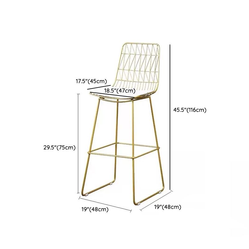 Armless Dining Stools Glam Low Back Bar Stools with Gold Metal Base