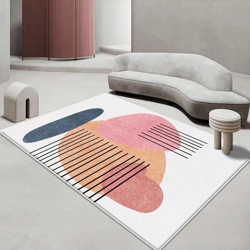 Modern Pink Rug Color Piece Indoor Rug Washable Rug for Living Room
