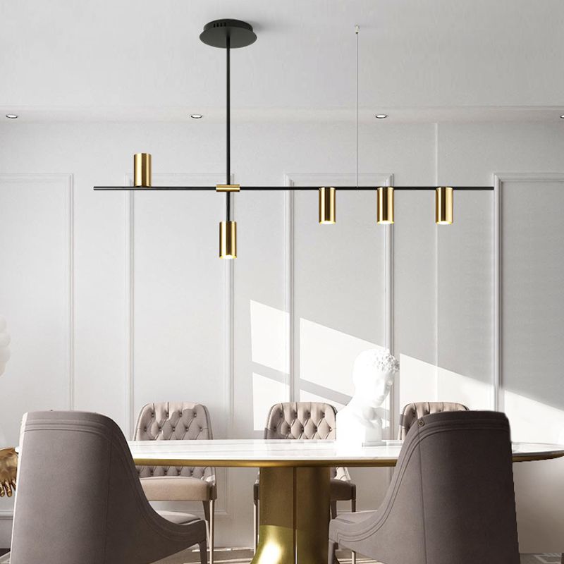 Zeitgenössische Anhänger Lichter Zylinderinsel Lichter Metall für Kücheninsel